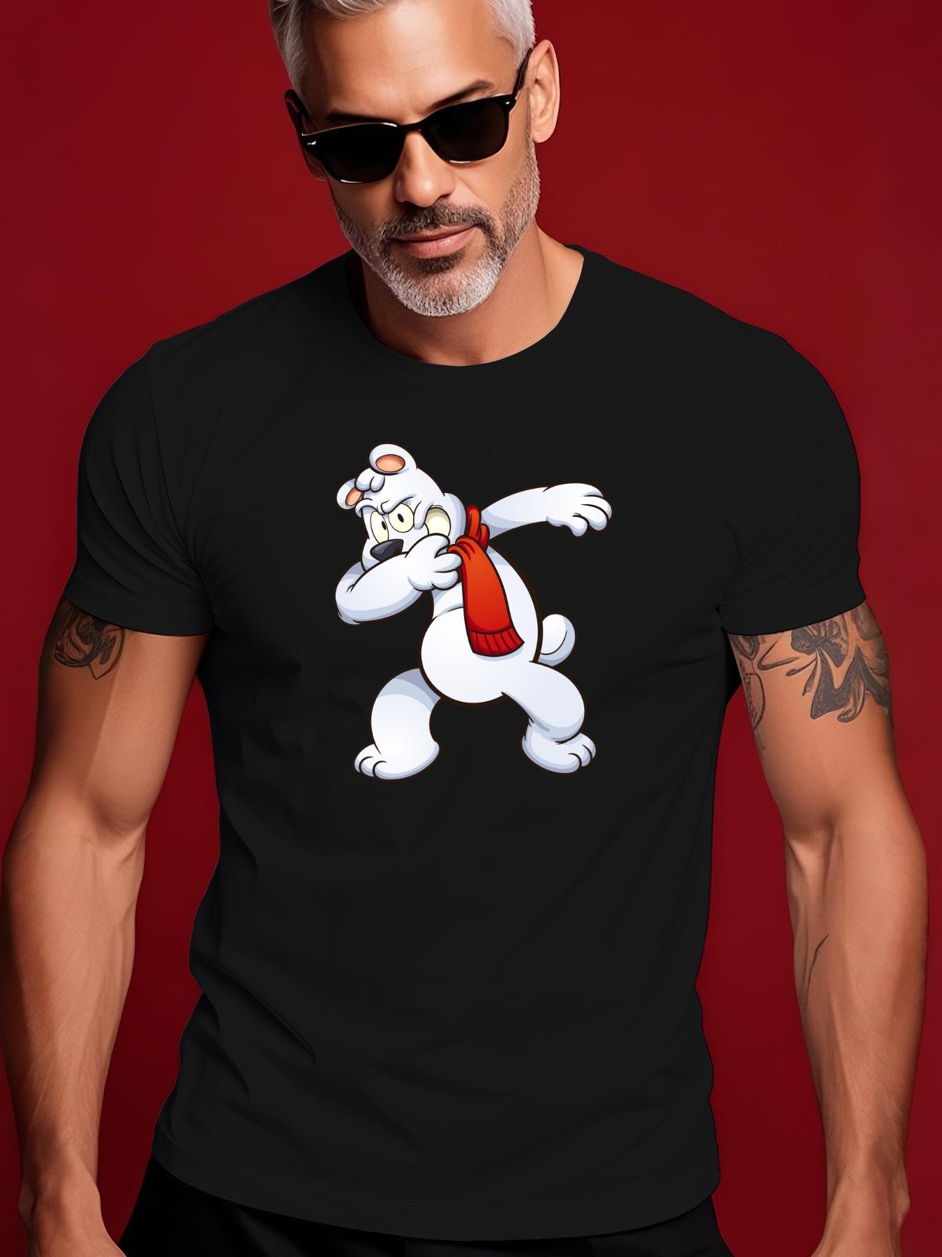 Summer Tshirt with Cartoon Polar Bear Graphic - Red Crew ... S