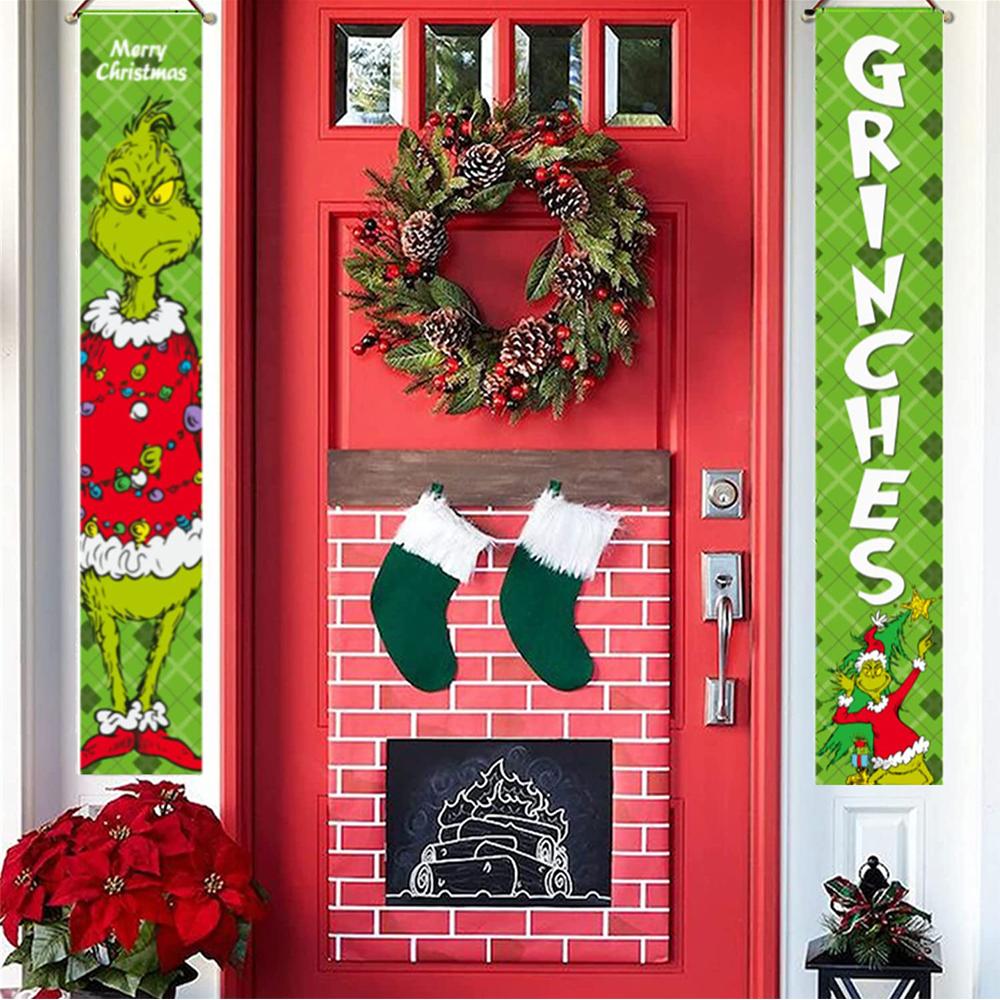 Vánoční závěsná praporová vlajka pro přední dveře vánoční výzdoba verandy nový rok