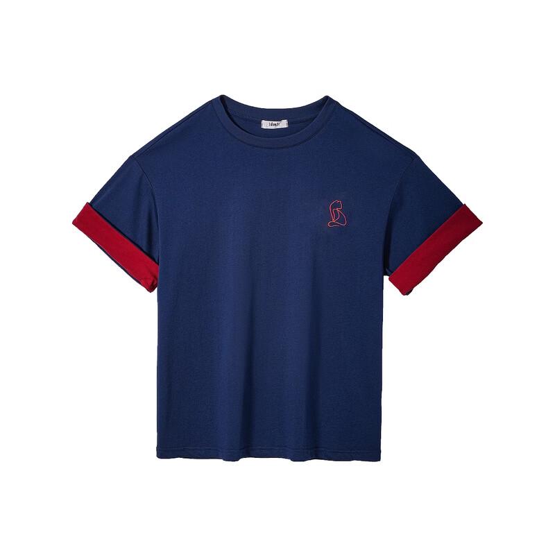 Women's Oxygen Cotton Embroidered Color Block T-shirt