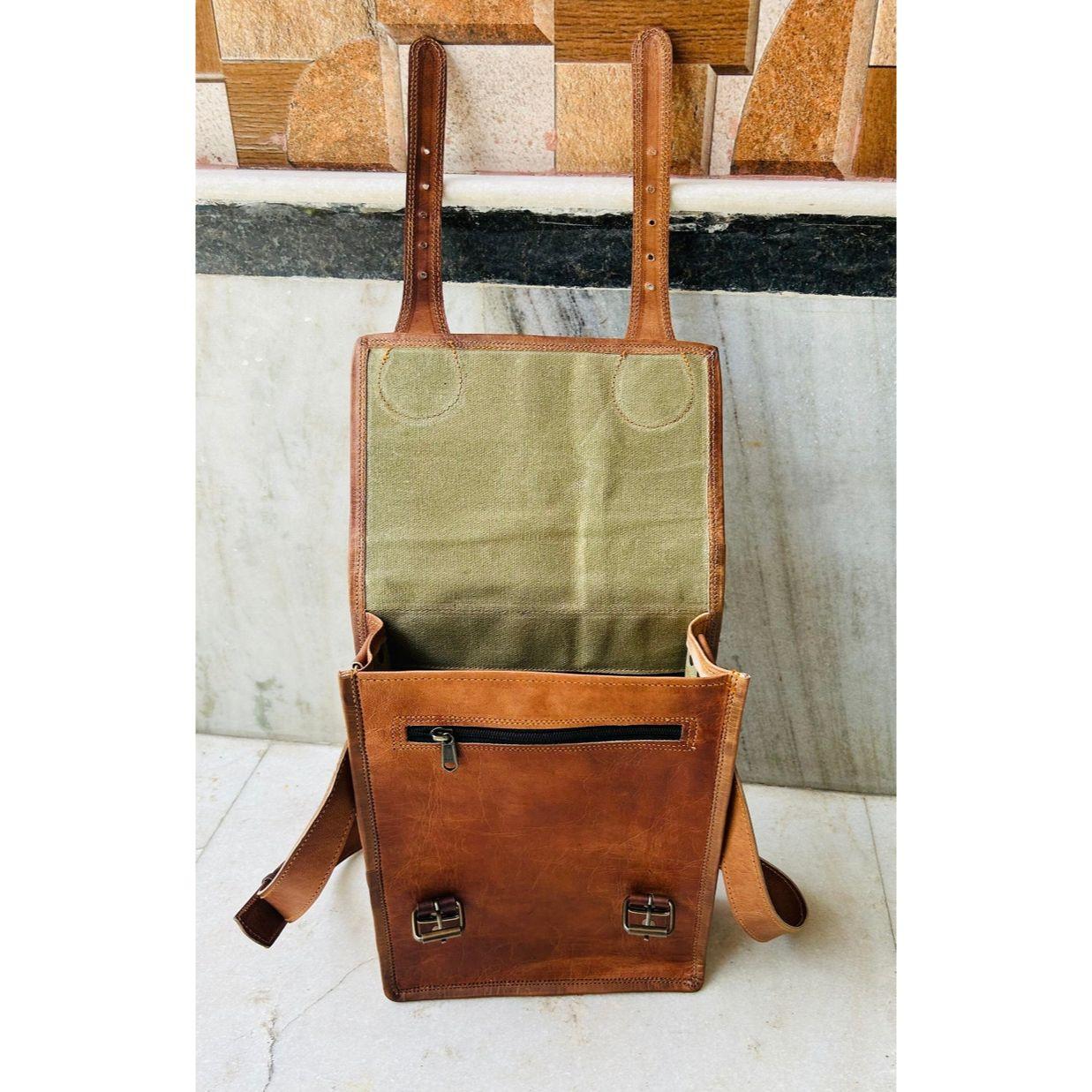 Кожаная сумка-сэтчел с прострочкой для I-pad 9 x 11 x 3 in коричневый — фото 8