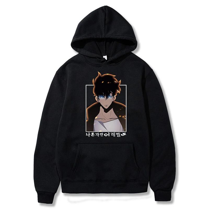 

Solo Leveling Anime Hoodie Sung Jin Woo Printed Hooded Men Women Streetwears Winter Warm Fleece Sweatshirt Pullover S