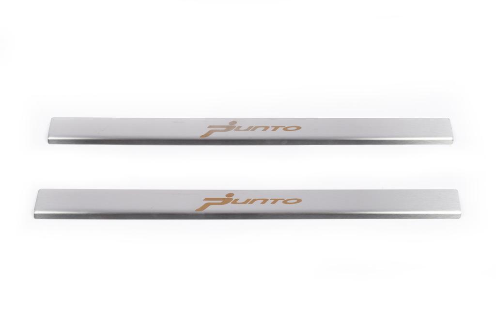 Накладки на пороги Carmos V1 (2 шт., нерж.) для Fiat Punto Grande/EVO 2006-2018 гг