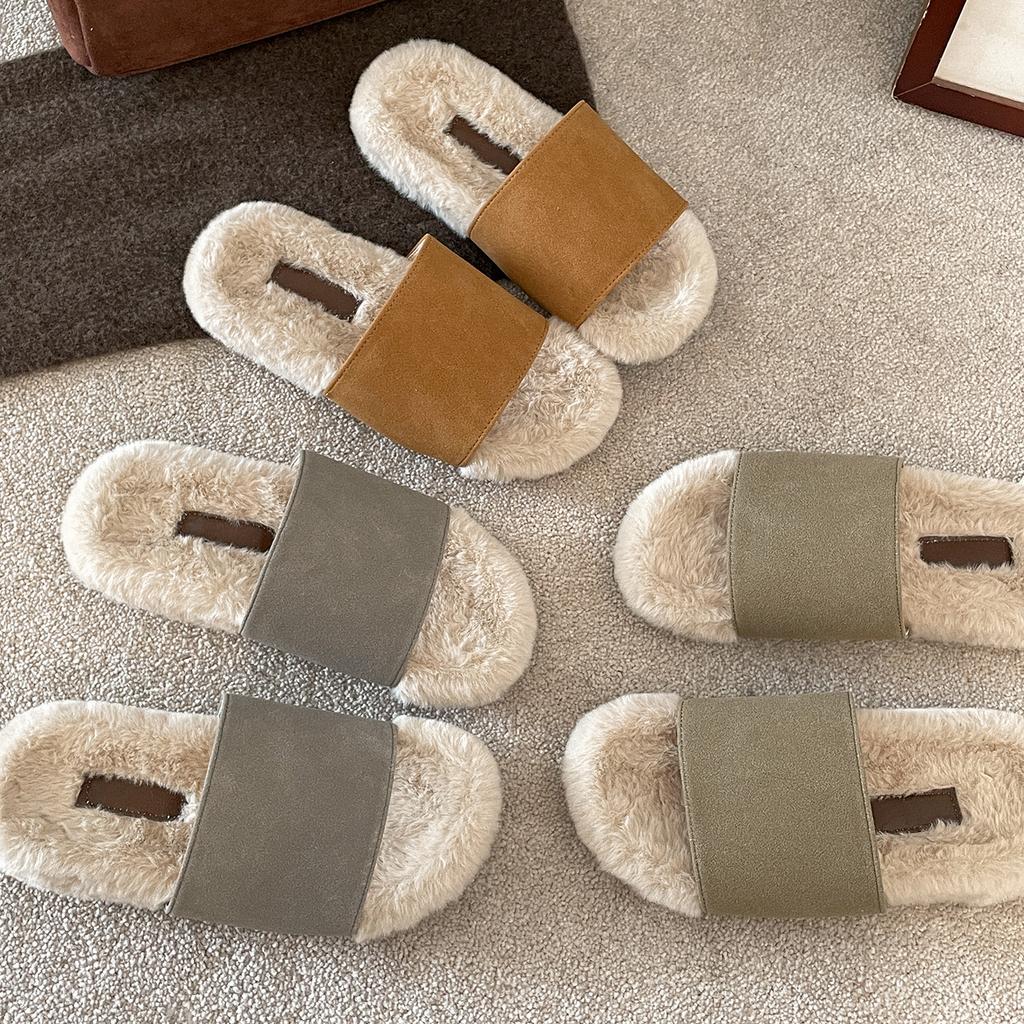 Queen Fan retro platte zachte pantoffels voor dameskleding buiten 2025 nieuw herfst en winter veelzijdig zachte zool antislip eenwoordige slipper