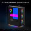 GAMDIAS ATHENA M6 LITE Gaming PC Case Mid-Tower ATX Case Seamless Tempered Glass Windows 4 Built-in 120mm ARGB Fan Triple Sides Underglow Mesh Front