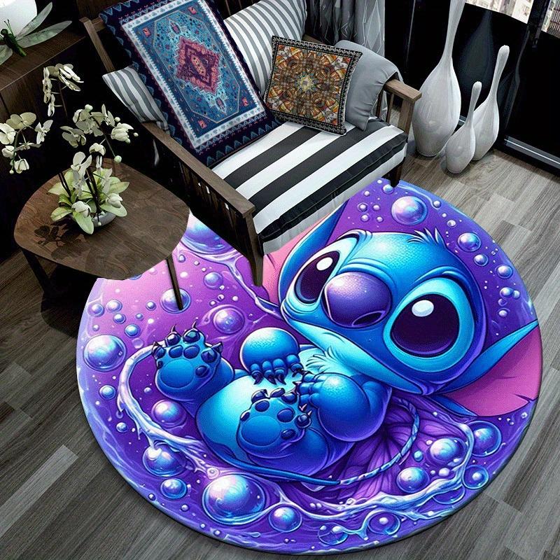 1pc Stitch Round Area Rug - Non-Slip, Machine Washable Polyester Carpet for Living Room & Bedroom Decor