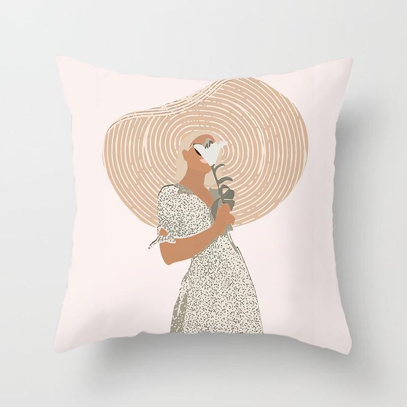 Nordic Simple Abstract Line Drawing Polyester Cushion Cover Decorative Pillowcase Modern Living Room Sofa Pillow