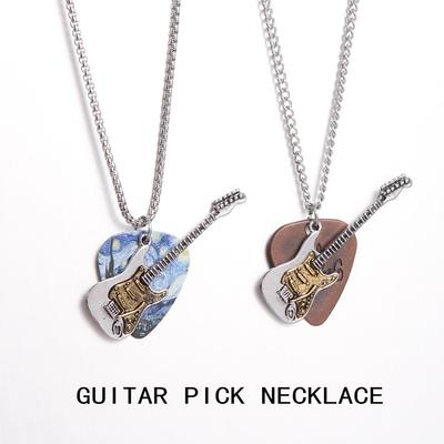 Retro Electric Guitar Pick Necklace - Punk Rock Unisex Hip Hop Sweater Chain - Long, Versatile, Trendy Accessory
