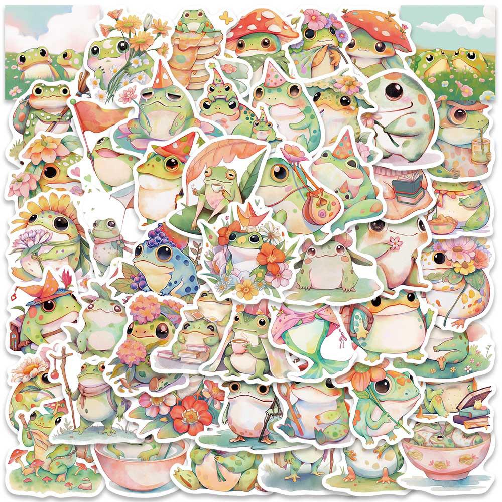 10/30/50PCS Cute Cartoon Colorful Fat Frog Stickers Decals DIY Motorcycle Suitcase Helmet Waterproof Funny Graffiti Sticker Pack
