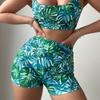 New Tropical Plant Print Bikini Swimsuit Set