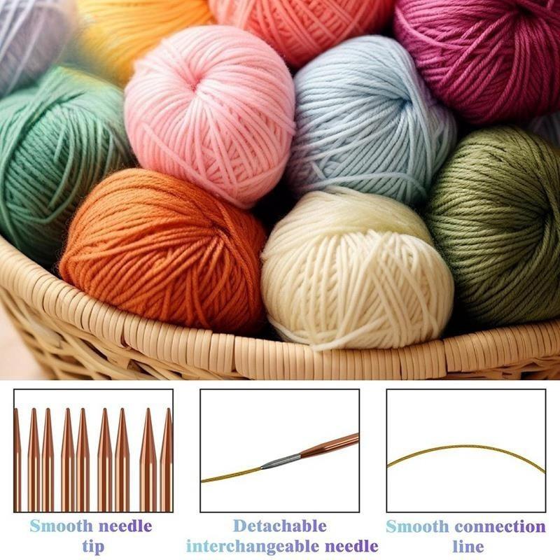 13 Pairs Interchangeable Circular Knitting Needles Set 3mm-10mm Circular Knitting Needles Knitting & Crochet Weaving Supplies
