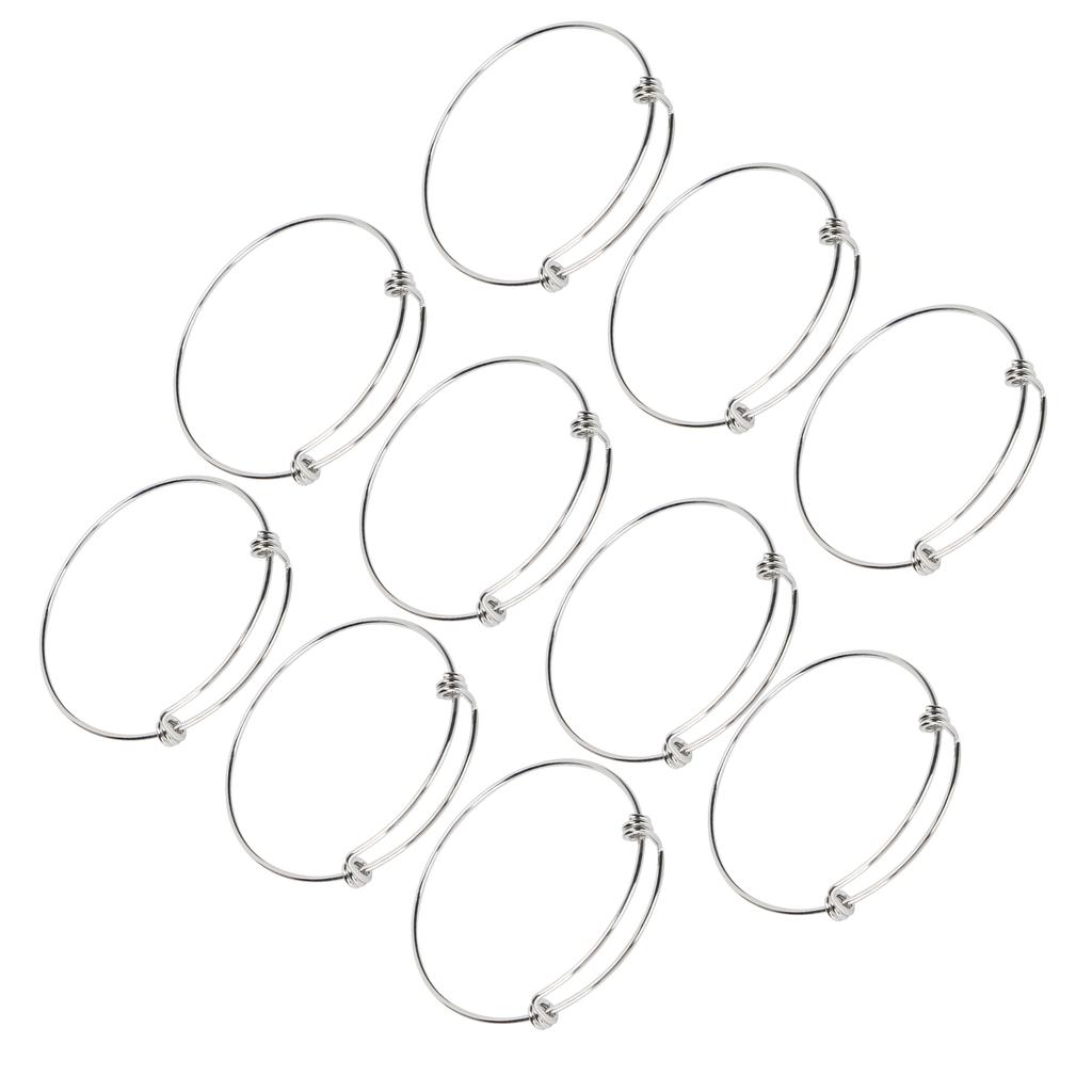 10Pcs Stainless Steel Bangle 1.6mm Adjustable Expandable Coil Bracelet DIY Accessories