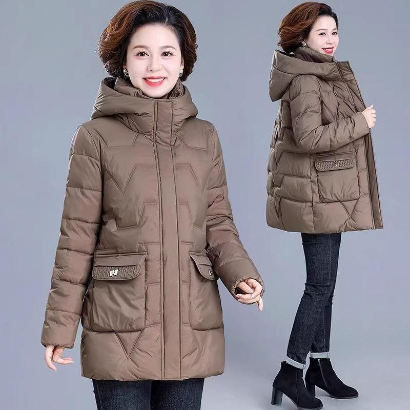 

Cotton-padded Jacket Mid-length Middle-aged and Elderly Cotton-padded Jacket Women s Autumn and Winter Thickened Ladies Winter Padded Jacket Jacket 5XL хакі
