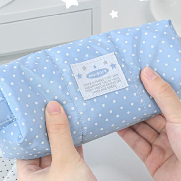 Dotted Print Pencil Bag High Capacity Cloth Pencil Case Multi Compartments Zippered Pen Storage Bag for Student Teen