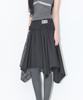 Iligo Check Color Block Midi Skirt Black