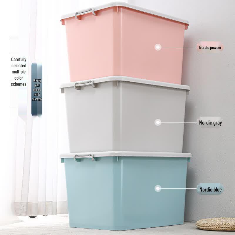 Rolling Plastic Storage Box with Lid and Handles