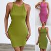 Ärmelloses, plissiertes Bodycon-Tankkleid im europäischen Stil für Damen