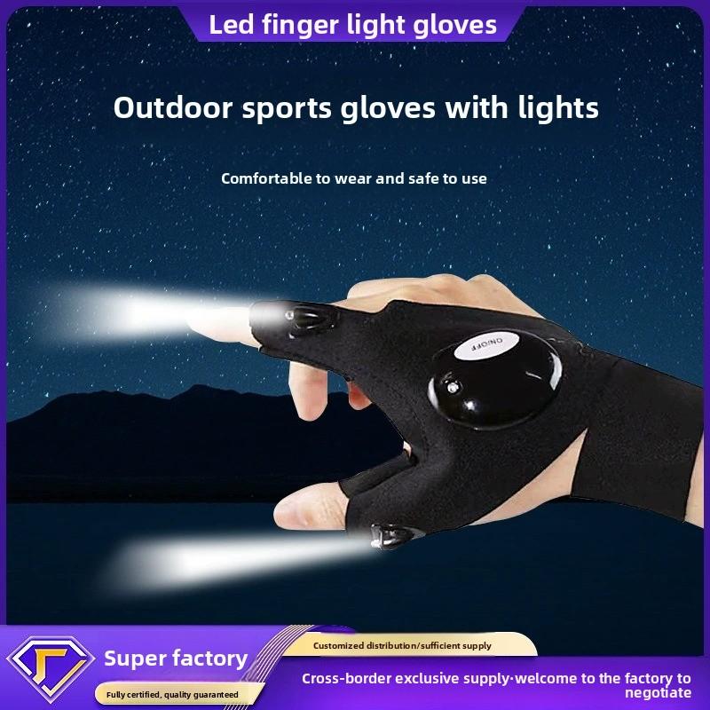 Guantes de pesca LED con linterna para reparación nocturna y actividades al aire libre