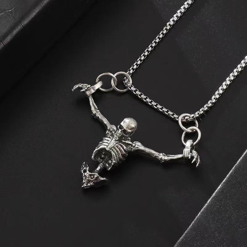 Punk Style Skull Necklace For Women, Fashionable Retro Personality Pendant, Dark Style Trendy Cool Neck Accessory