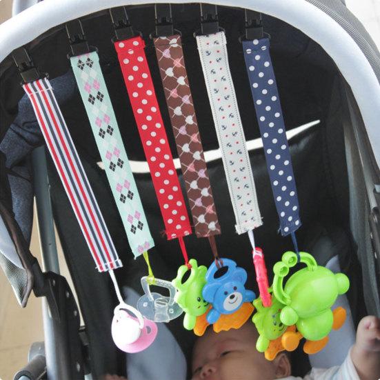 Baby Infant Toddler Pacifier Soother Stripes Nipple Clip Holder Strap Lanyard