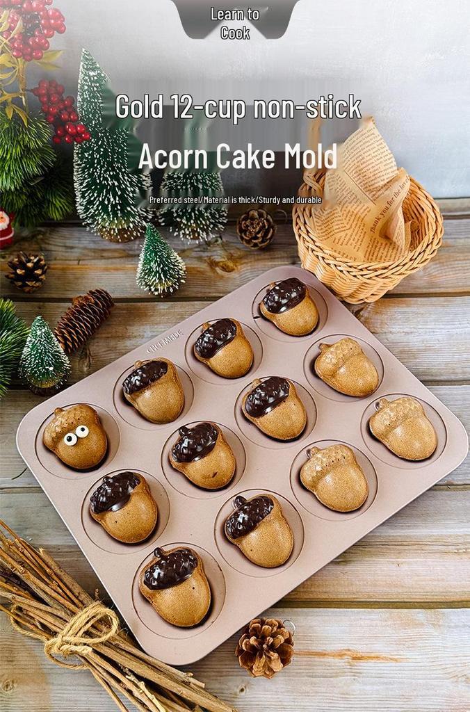 Non-stick Madeleine & Acorn Muffin Baking Pan - Christmas Cake Mold for Home Use