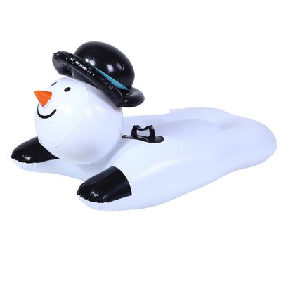 Snowman Inflatable Snow Tube Winter Thickened PVC Inflatable Snow Sled with Handles for Outdoor Fun