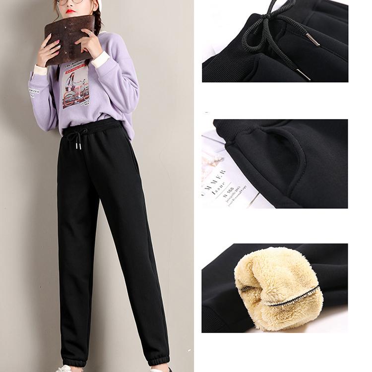 Autumn and Winter Women Cashmere Sweatpants Winter Warm Lamb Wool Trousers for Lined Fleece Pants Casual Joggers Pants