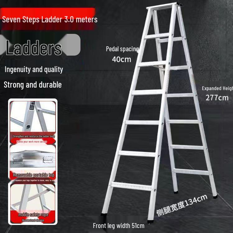 

3м А-подібна залізна драбина з нековзною квадратною трубою, оцинкованою трубою, шарніром та посиленою конструкцією для побутового чи інженерного використання