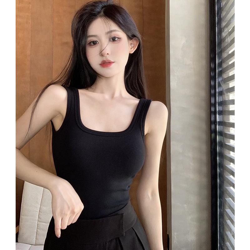 #Pure desire Spice Girl irregular versatile beauty back sling vest women's summer with chest pad inside and outside wear slim display