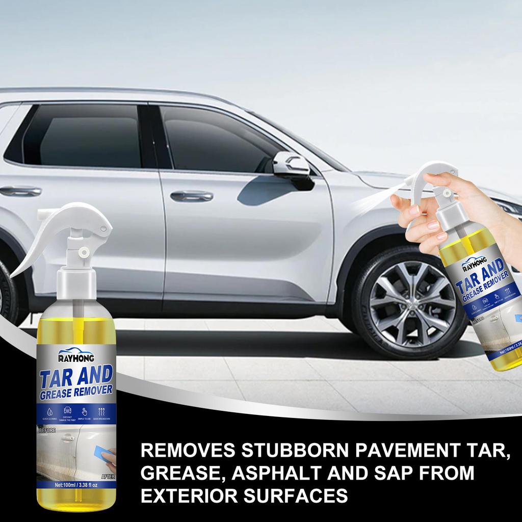Rayhong car degreasing cleaner, body oil, asphalt tar remover, outdoor tree sap, insect stains, body dirt cleaning and maintenance solution 100ml