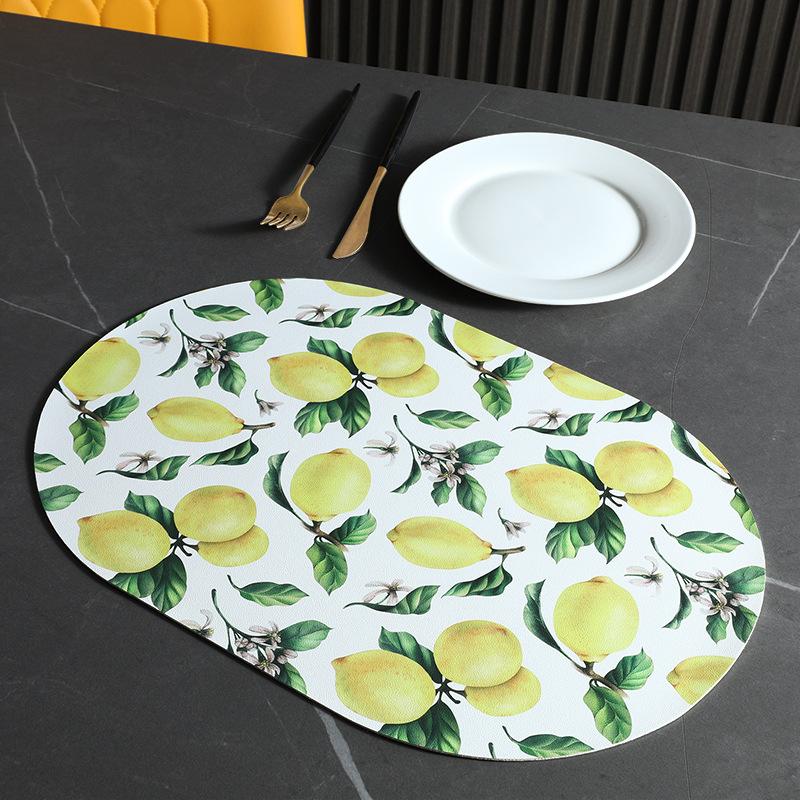 Table Mat PU Leather Placemat Nordic Style Print Waterproof Oil Proof Non Slip for Home Kitchen Wedding Dining Settings