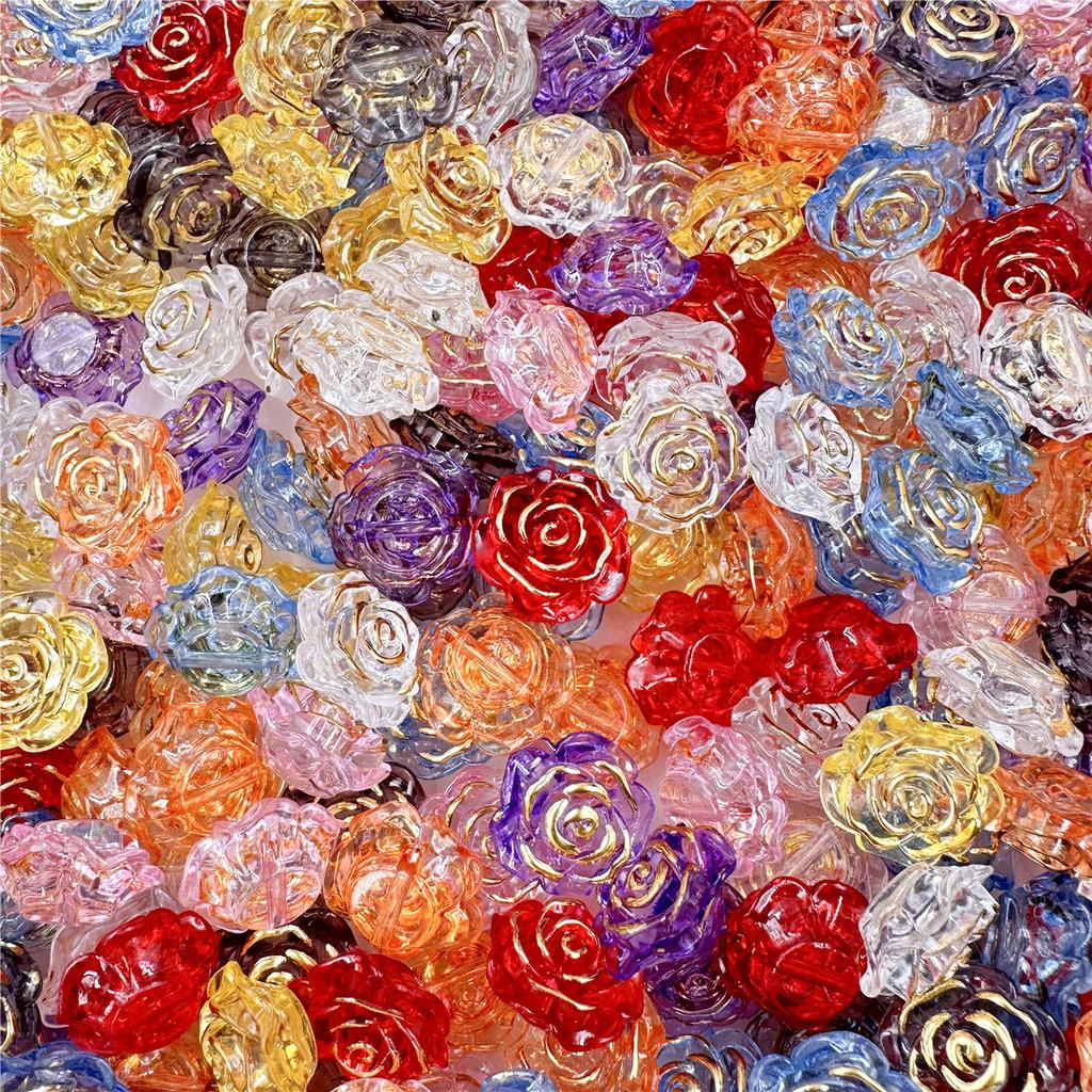 High Quality Jewelry Accessories Gift 5Pcs 18.6mm Fashion DIY Accessory Rose Beads Acrylic Phone Chain Making Handmade Material