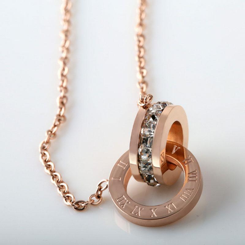 Fashion Top Brand Woman Jewelry Color Roman Numerals Pendant Necklace 316 L Stainless Steel Jewelry