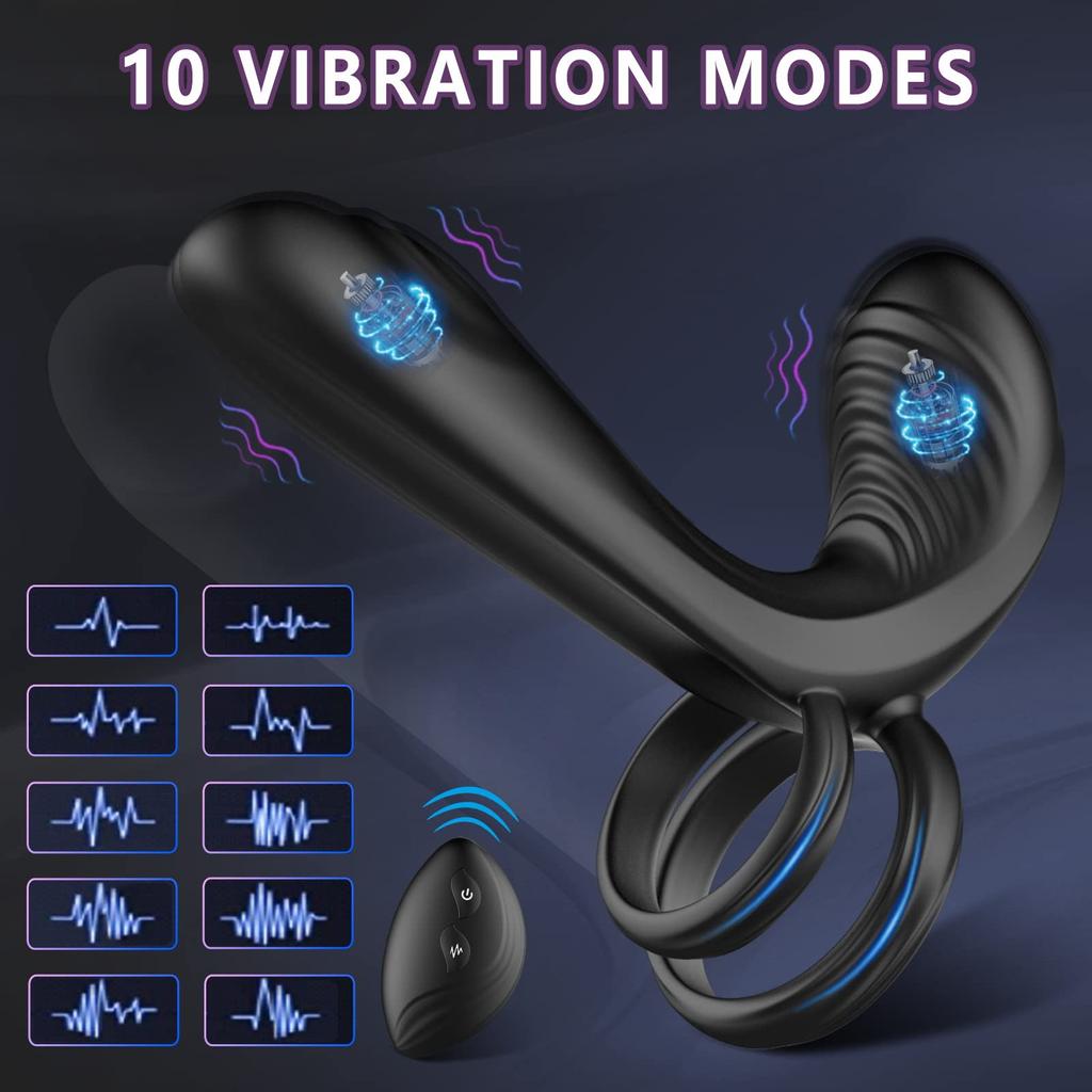 Vibrating Cock Ring Remote Control Dual Penis Ring for Men Couple with Vibrating G-spot and Clitor Simulator 3 in 1 Vibrator