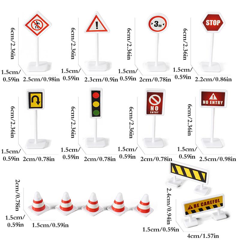 15 Stück/Set Kleinkind Mini Verkehrszeichen Modell Spielzeug Straßensperre Kindersicherheitserziehung Puzzle Verkehrsspielzeug Geschenke