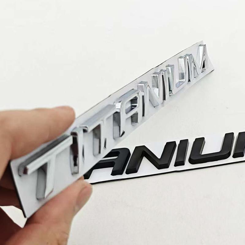 1pc Chrome Black Car Sticker Logo TITANIUM Rear Boot Badge Emblem For Ford Ecosport Fiesta Focus Mondeo Edge Escape Kuga Galaxy