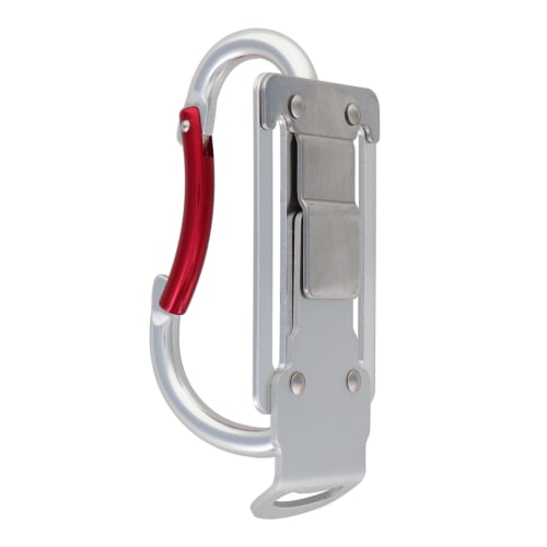 Sankyo Corporation DBLTACT Adjustable Carabiner Tool Holder (Curved Gate, Lightweight Aluminum, Silver, DT-ATM-S)