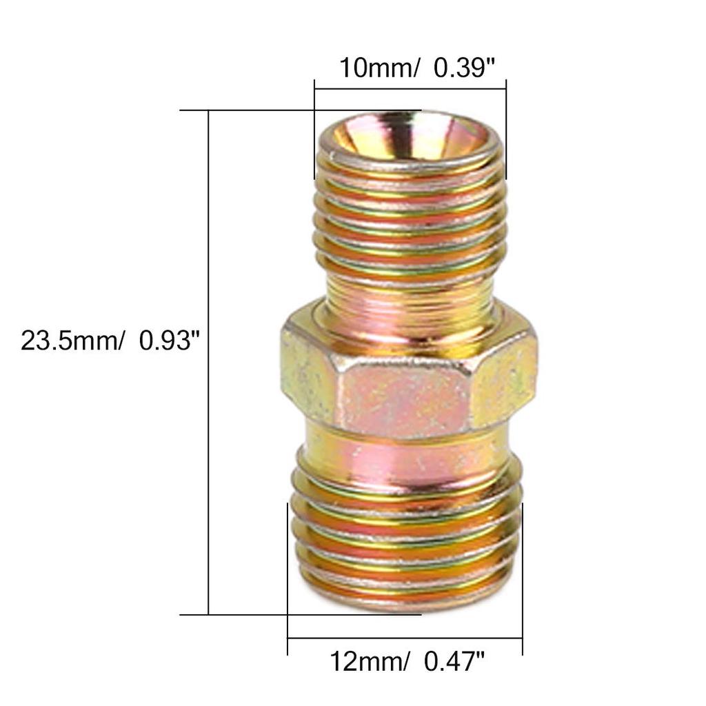 uxcell Car Hose Fitting Adapter M10 to M12 x 1.25mm Male Car Straight Air