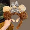 Plaid Bow Teddy Skull Headband - Autumn/Winter Hair Accessory for Women