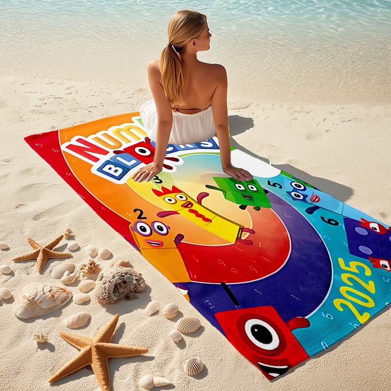Beach Towel with Numberblocks7 Pattern - soft,absorbent,machine washable Lightweight&Modern,swimming,Travel Essentials