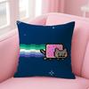 Cute Cat NNyan Cartoon Cushion Cover Natural Linen Pillow Case DoubleSided Print Decorative Sofa Pillowcase Home Decor Gift