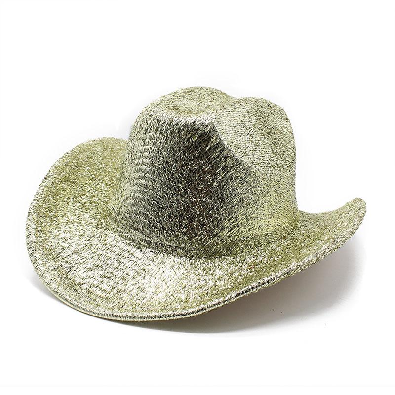 Lace Gold Silk Western Cowboy Hat Women'S Stage Woolen Hat Top Hat Men'S And Women'S Party Holiday Hat