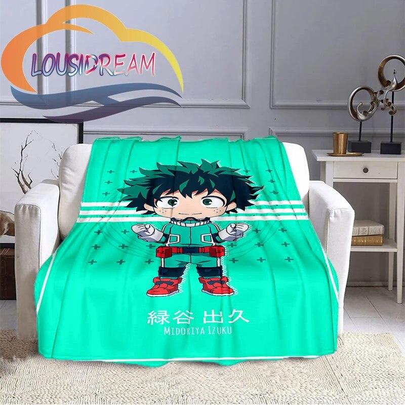 Cartoon My Hero Academia Fleece-teppe, All Over Print, Gaver til ham/hennes mønsterteppe