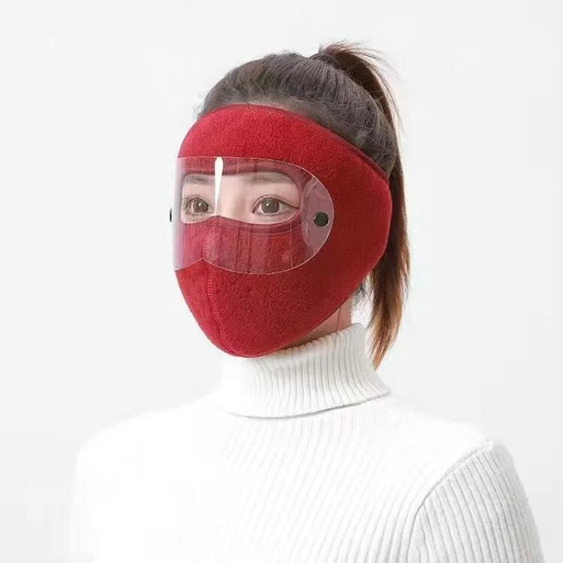 Unisex Winter Windproof Mask Thickened Warm Fleece Breathable Motorcycle Cycling Face Mask with HD Anti-fog Goggles Warm Scarf