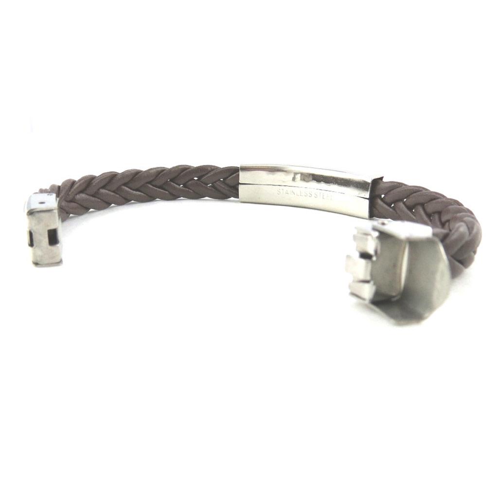 Les Trésors De Lily [M9433] - Bracelet acier 'Identité' marron