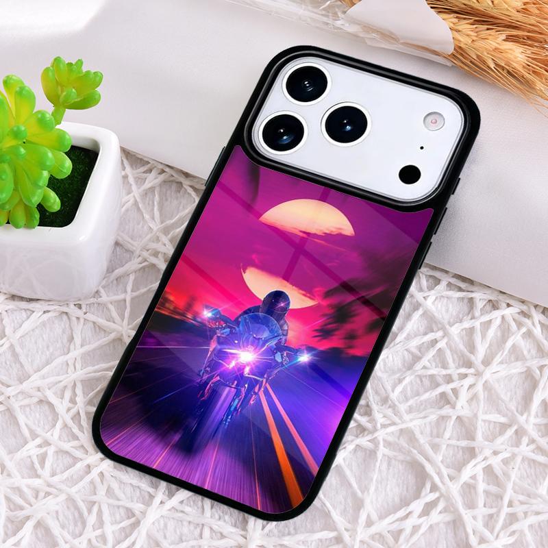 Neon Motorcycle Biker Shockproof Phone Case for iPhone 17 Air 16e 15 11 12 14 13 Pro Max Cover Coque