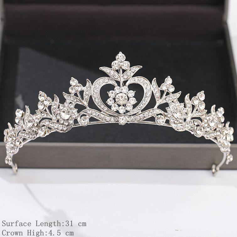 Zilverkleurige Kroon en Tiara Haaraccessoires Voor Vrouwen Bruiloftsaccessoires Kroon Voor Bruid Kristal Strass Diadeem Tiara