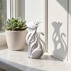 3D Printed Abstract Cat Sculpture Plastic Abstract Cat Figurine Sculpture of Kitten  Bedroom Decor