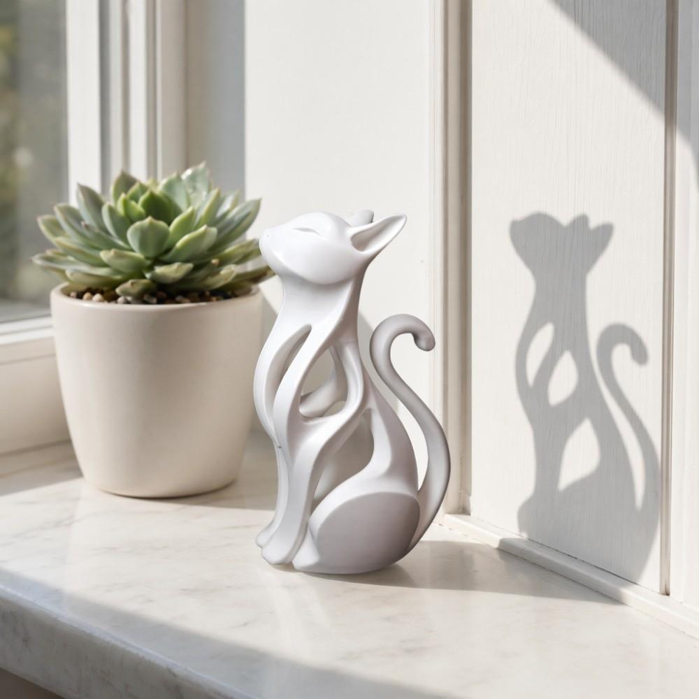 3D Printed Abstract Cat Sculpture Plastic Abstract Cat Figurine Sculpture of Kitten  Bedroom Decor