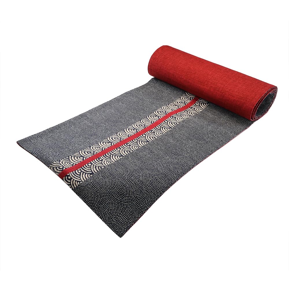 Yamashita Kogei Runner Cloth, Indigo Pattern, Seigaiha (wave pattern), 100% Cotton, Made in Japan, Table Runner