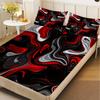3pcs Flat Sheet 3D Printed Abstract Red Black White Wave Pattern Fitted Sets With Pillowcases No Filling Modern Abstract Style